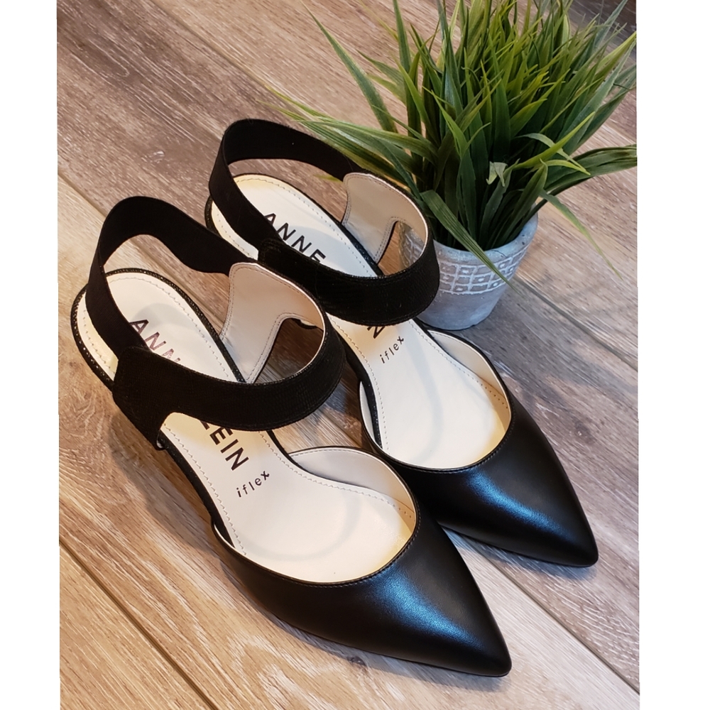 ANNE KLEIN Shoes 8.5M Black Pointed Toe Slingback NWOT